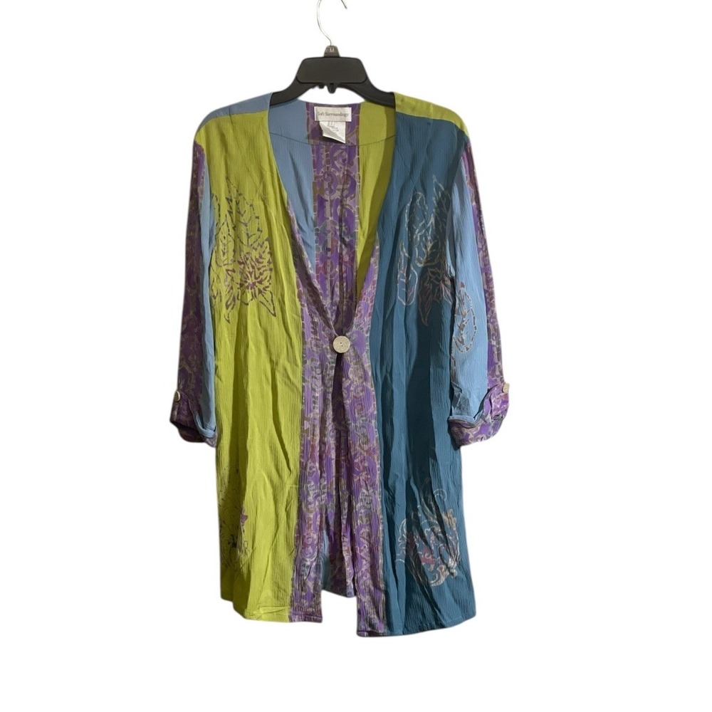 Soft Surroundings Small One Button Tunic Cardigan Top Boho Artsy Lagenlook